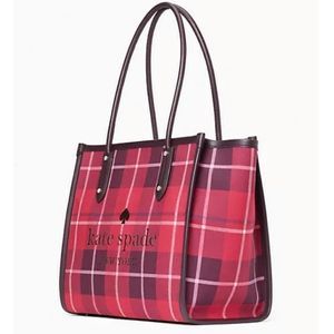 Kate Spade Red Plaid Tote Bag